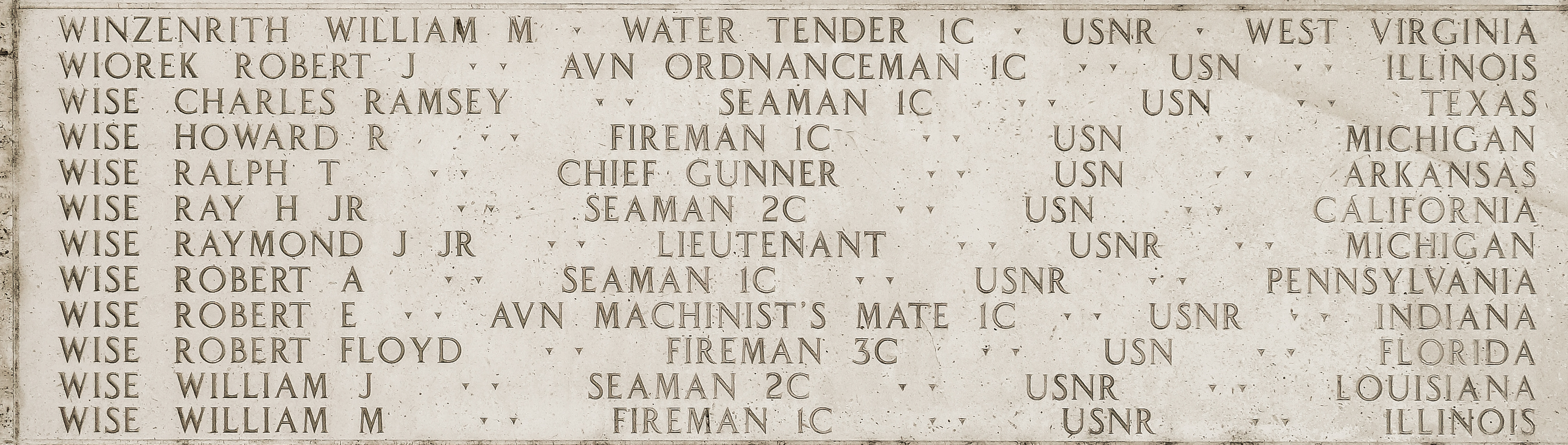 William M. Wise, Fireman First Class